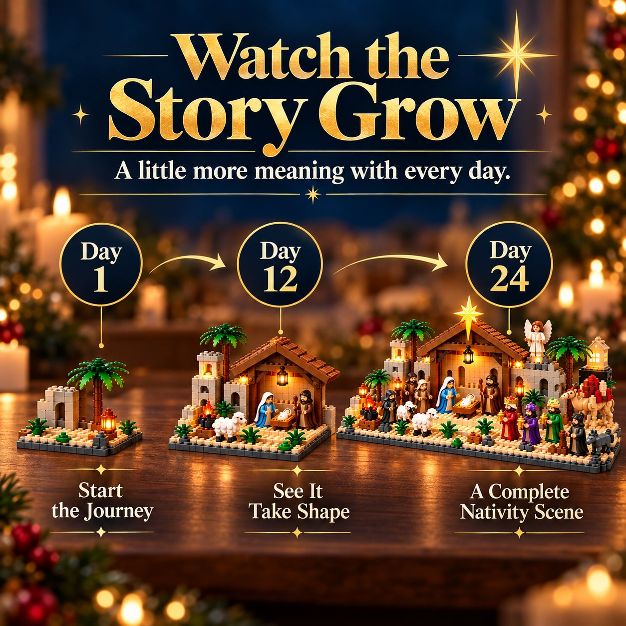 24-Day Buildable Christmas Nativity Set