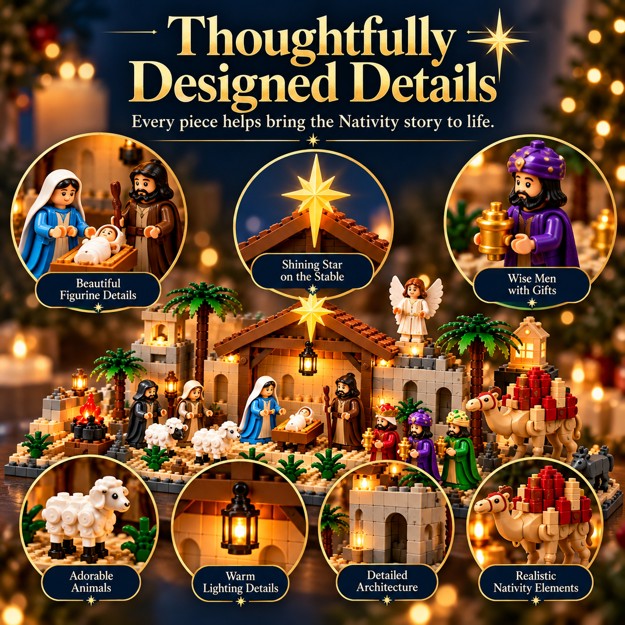 24-Day Buildable Christmas Nativity Set