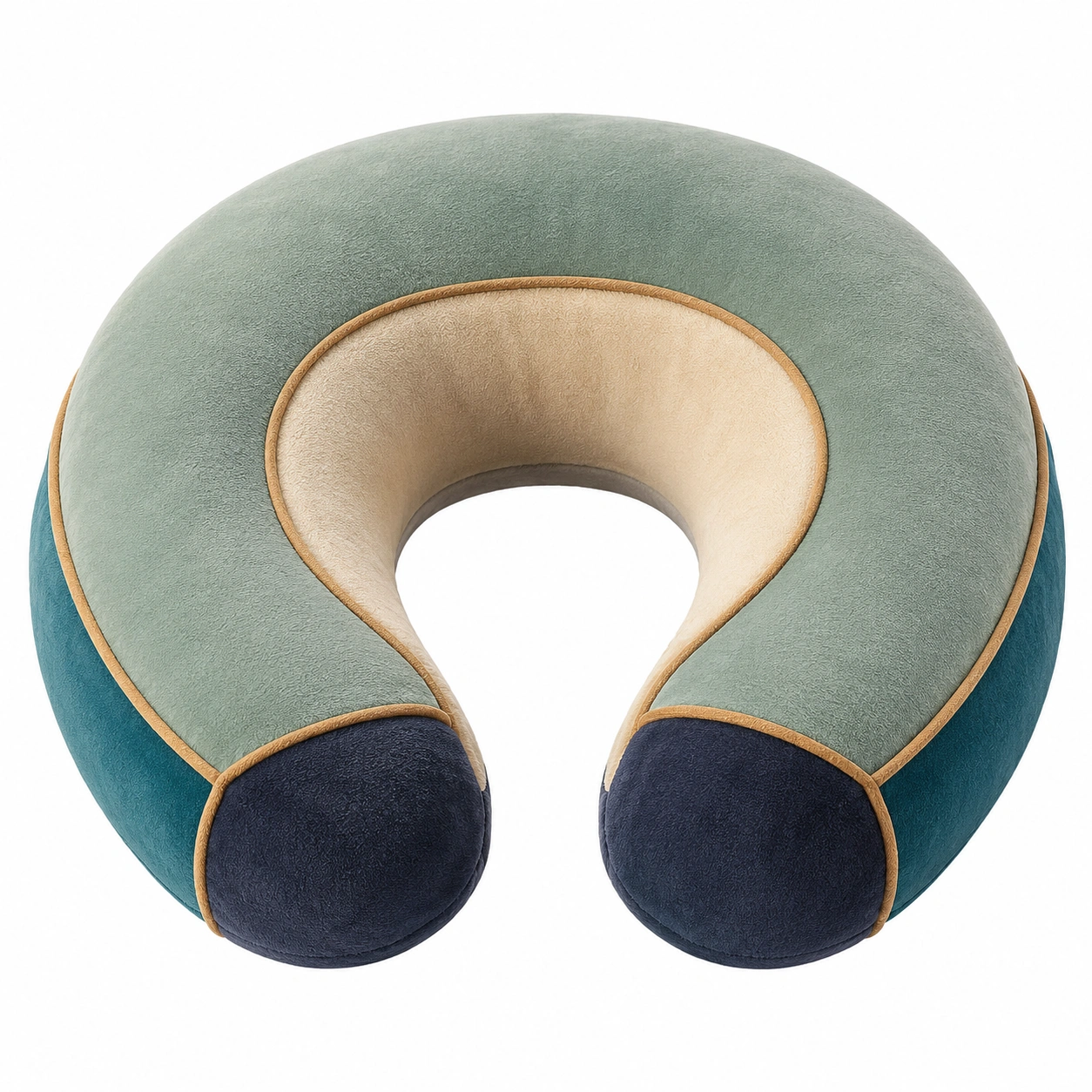 Almohada de Viaje en Forma de U Multicolor Verde/Azul/Beige-Yorqu Avik