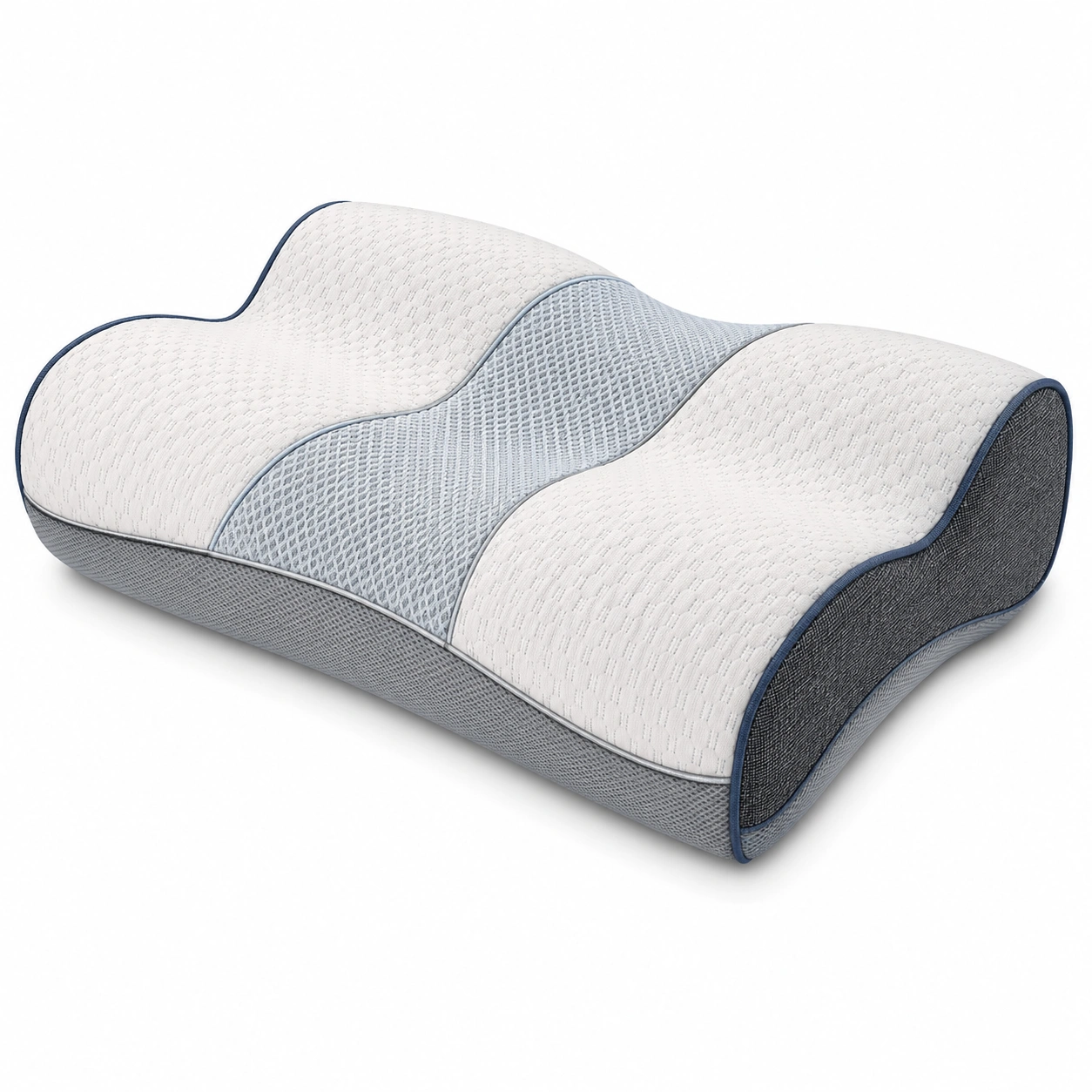 Almohada Cervical Ergonómica Ortopédica Blanco y Gris-Yorqu Avik