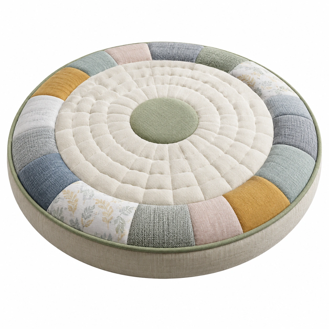 Cojín Redondo Acolchado Multicolor para Descanso y Meditación-Yorqu Avik
