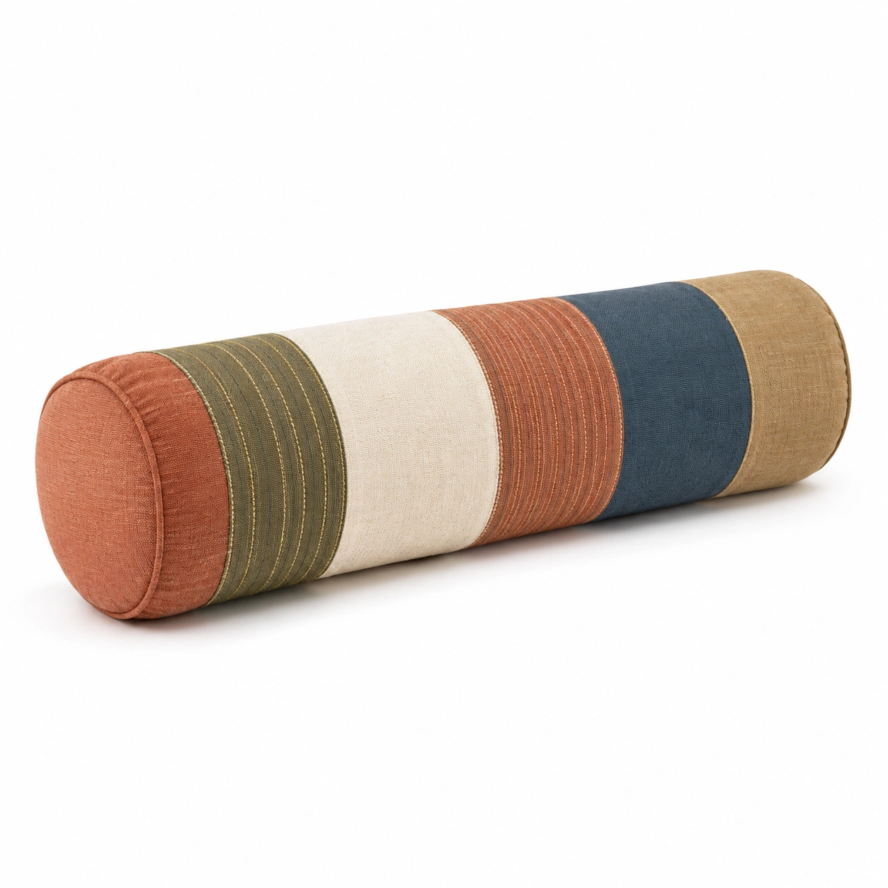 Cojín cilíndrico decorativo multicolor - Verde, Beige, Naranja, Azul y Marrón-Yorqu Avik