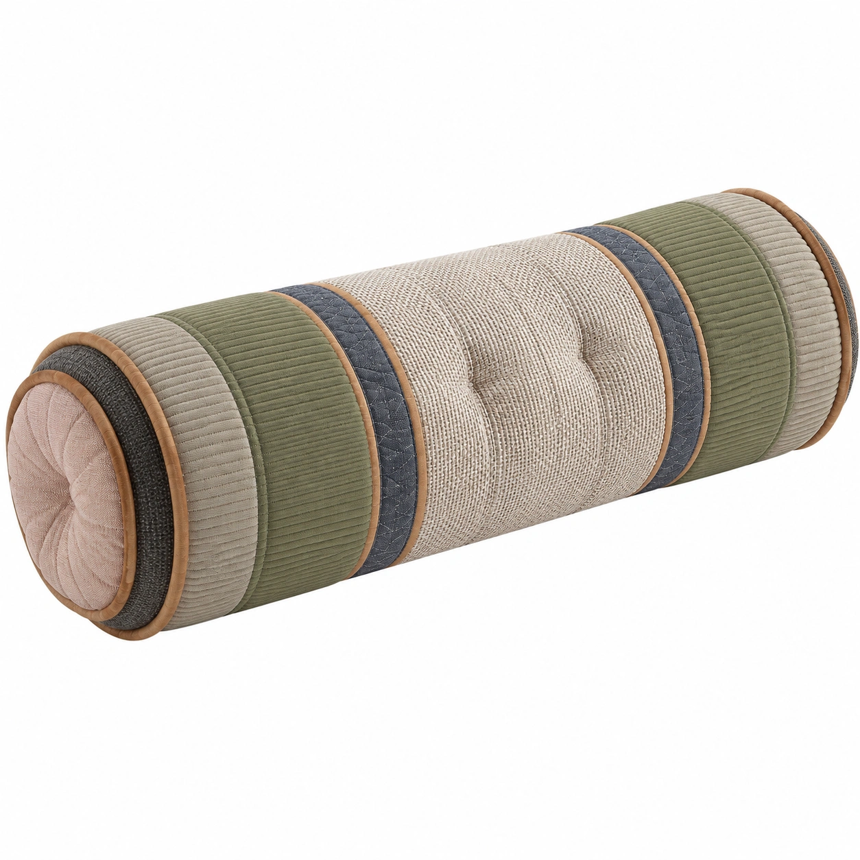 Cojín Cilíndrico Decorativo Multicolor Verde y Azul 20x60 cm-Yorqu Avik