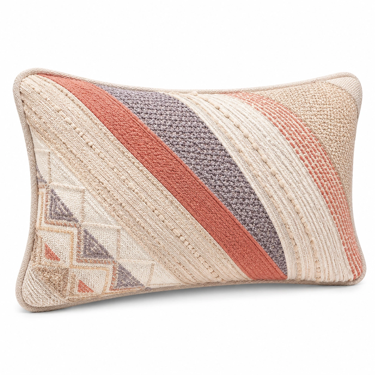 Cojín decorativo rectangular con diseño geométrico en colores cálidos-Roome Lvix