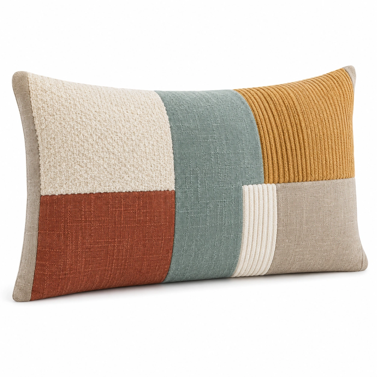 Cojín decorativo patchwork colores tierra 50x30cm-Roome Lvix
