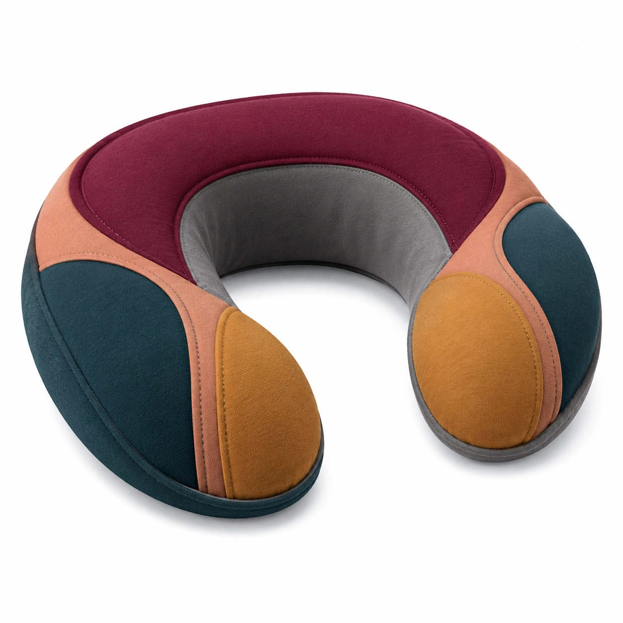 Cojín de Viaje Ergonómico en Forma de U Multicolor Burdeos/Mostaza/Gris-COZ YVE LLA