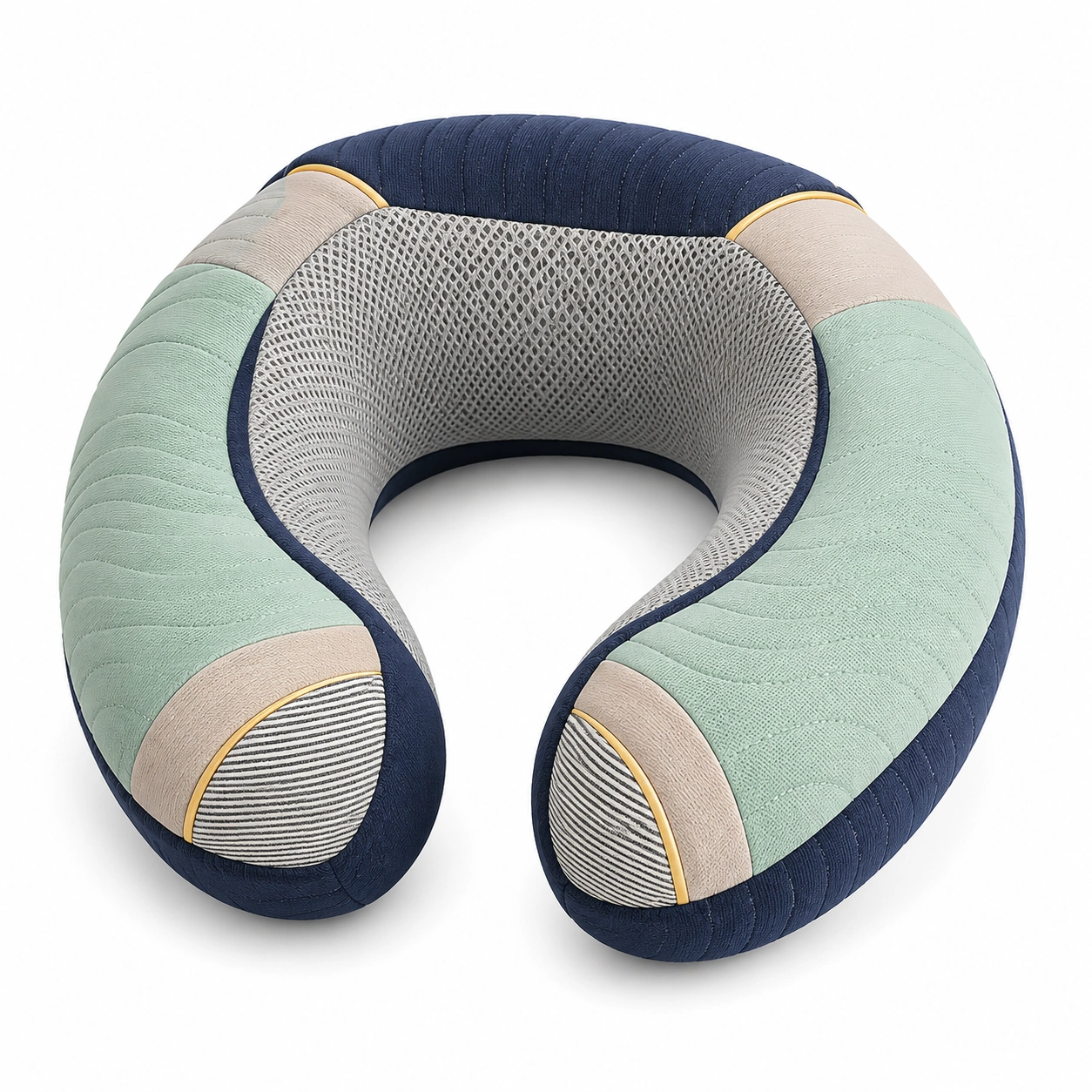 Cojín de Viaje Ergonómico en Forma de U Azul/Verde/Gris-COZ YVE LLA
