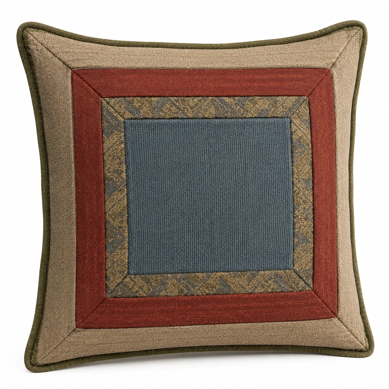 Cojín Decorativo Multicolor con Patrón Geométrico Rojo y Azul 45x45cm-COZ YVE LLA