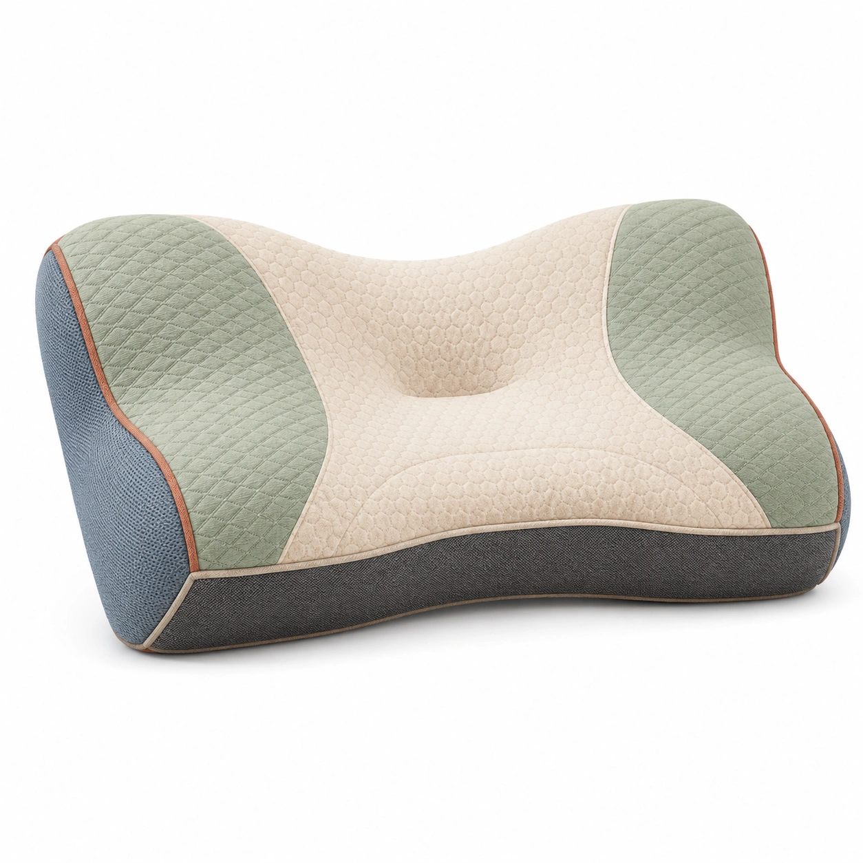 Almohada ergonómica de espuma de memoria multiuso en beige, verde y gris-COZ YVE LLA