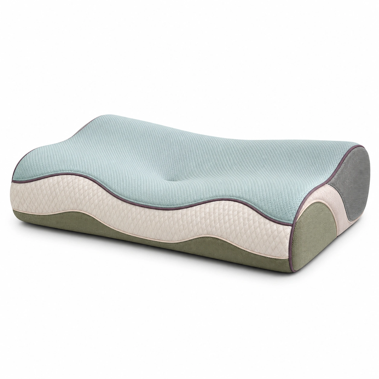 Almohada Ergonómica de Espuma de Memoria en Colores Verde, Azul y Blanco-COZ YVE LLA