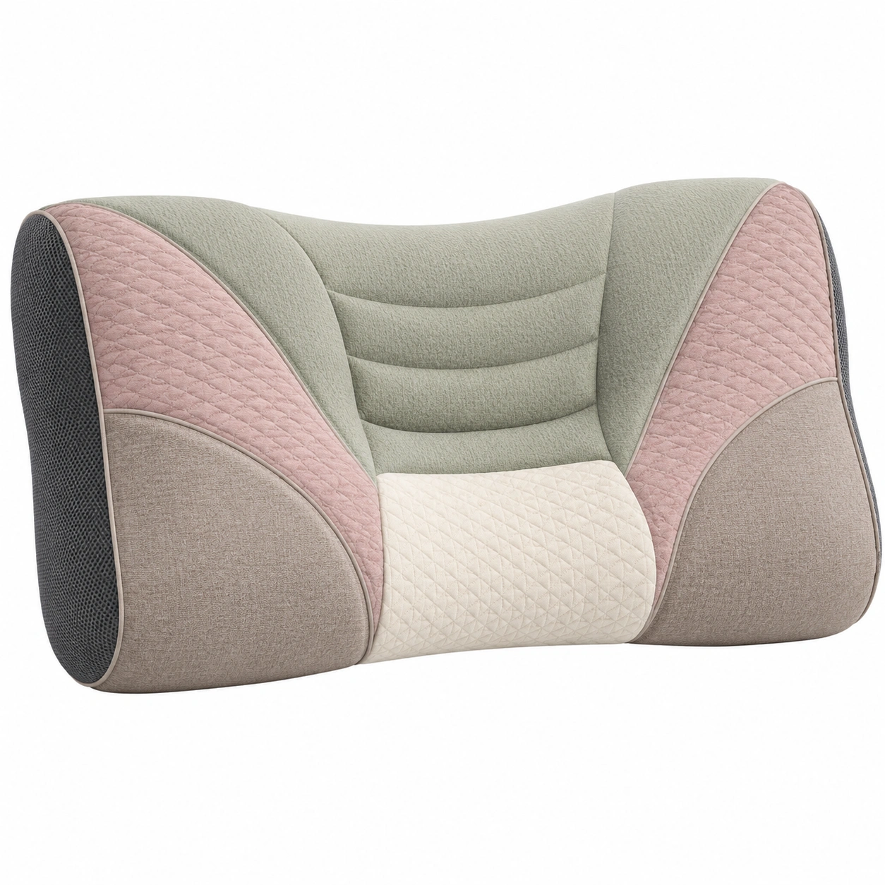 Almohada ergonómica para cuello en verde, rosa y beige-COZ YVE LLA