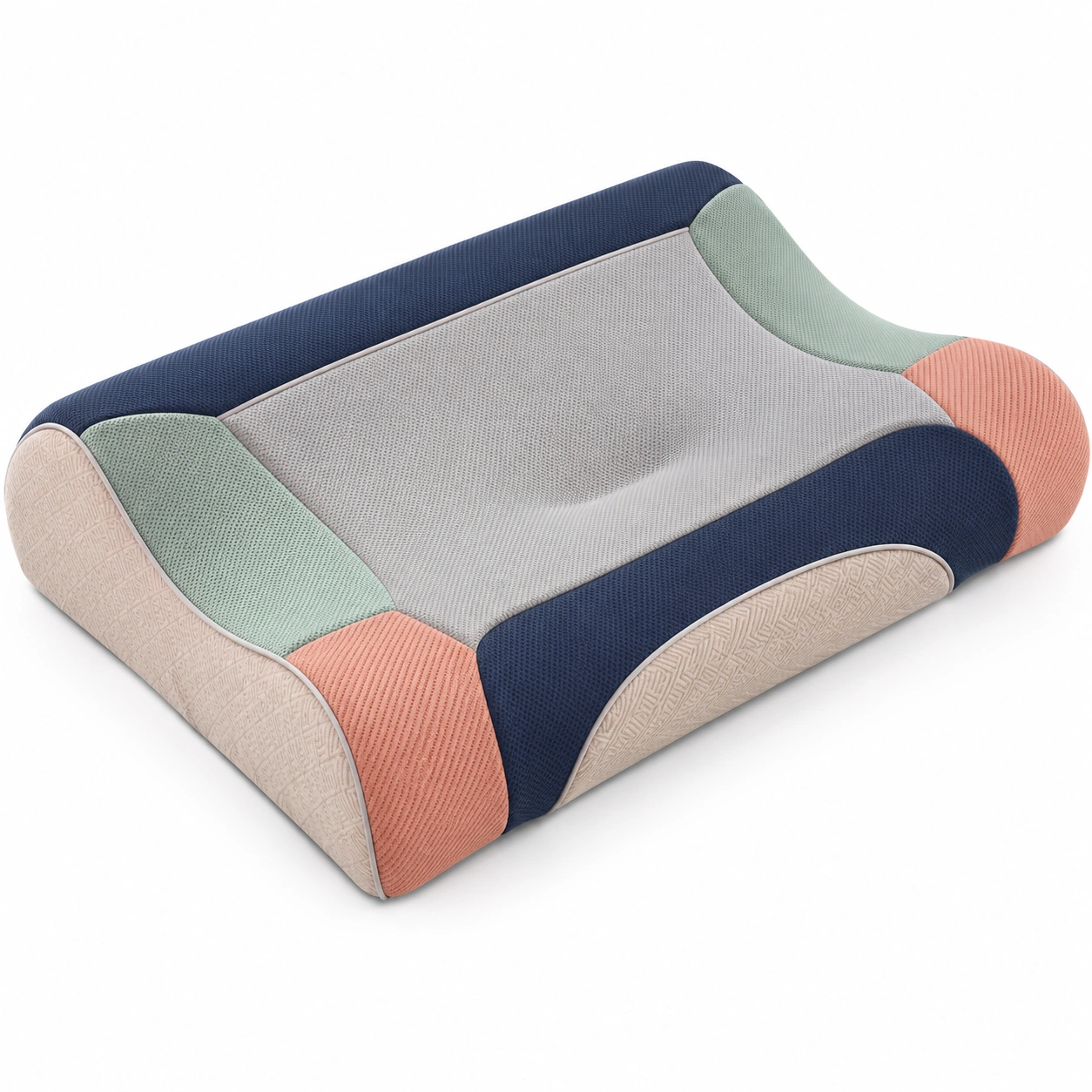 Almohada ergonómica multicolor con soporte cervical, 60x35x12 cm-COZ YVE LLA