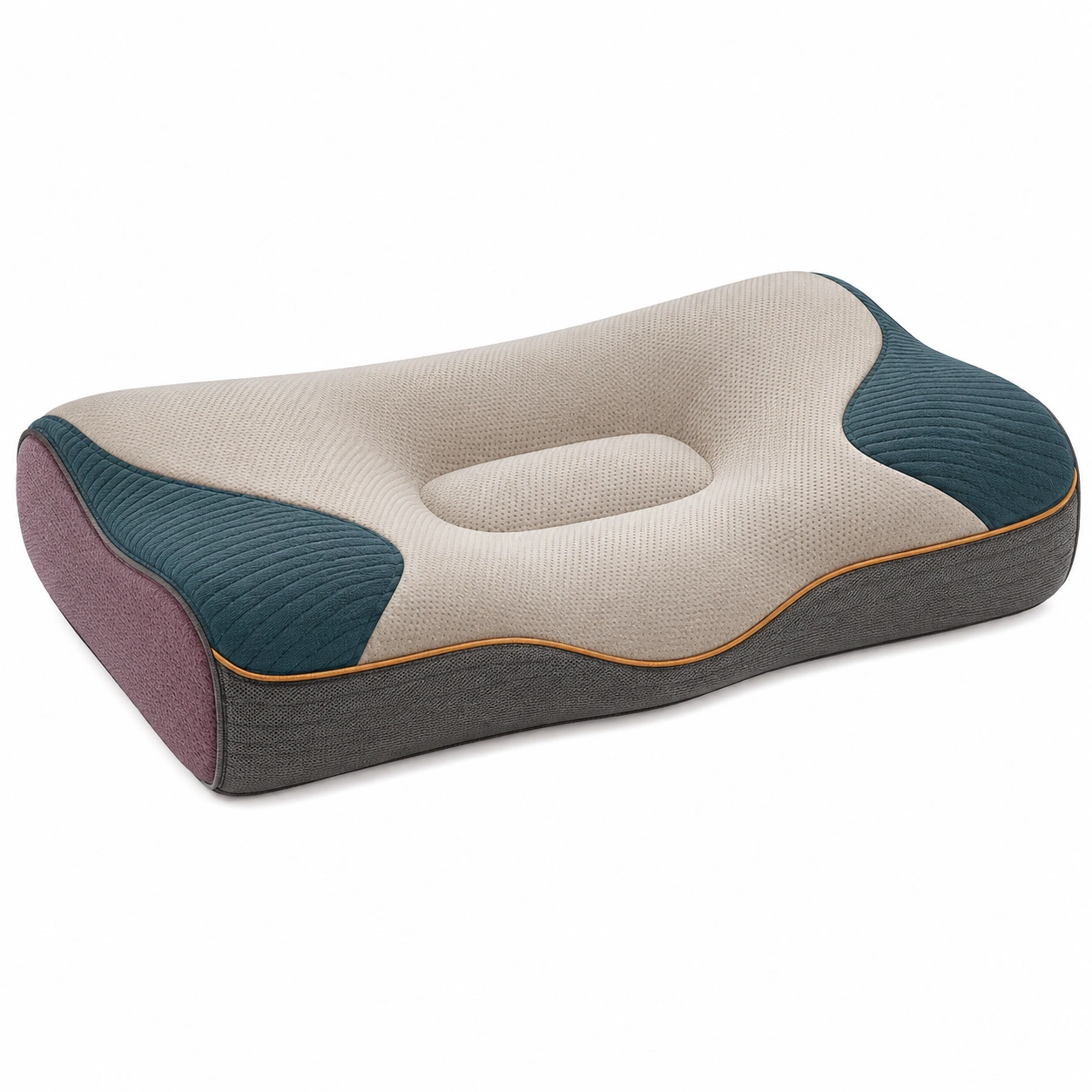 Almohada ergonómica ortopédica cervical gris, azul y lila-COZ YVE LLA