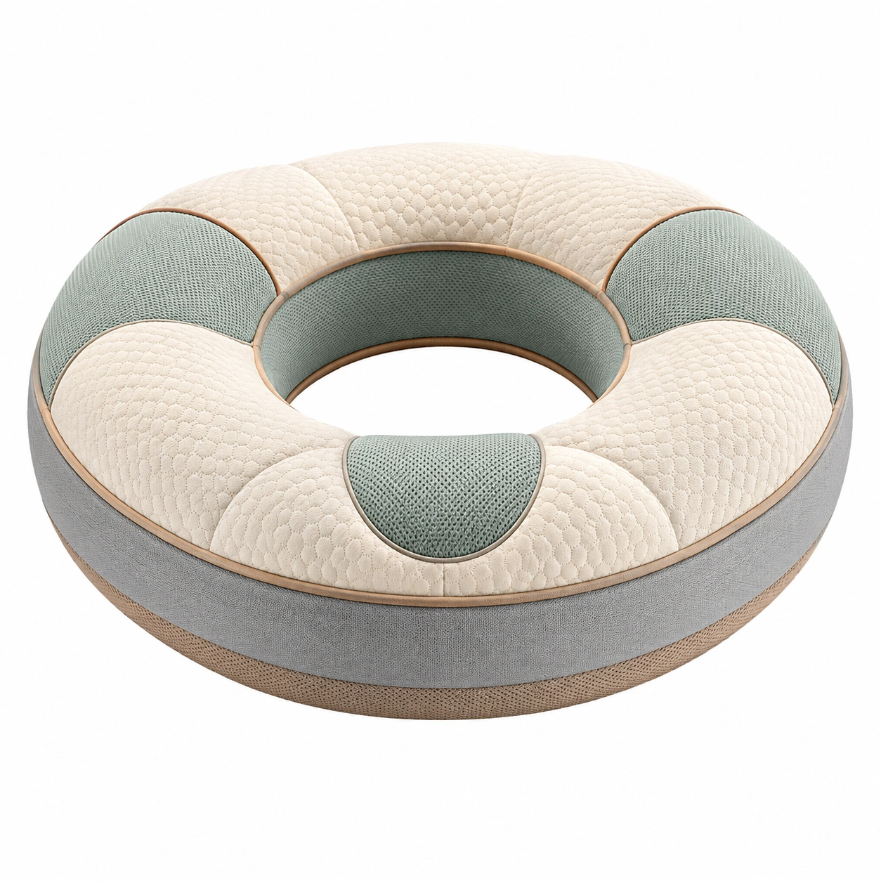 Cojín Redondo Ortopédico Ergonomía Beige y Verde-COZ YVE LLA
