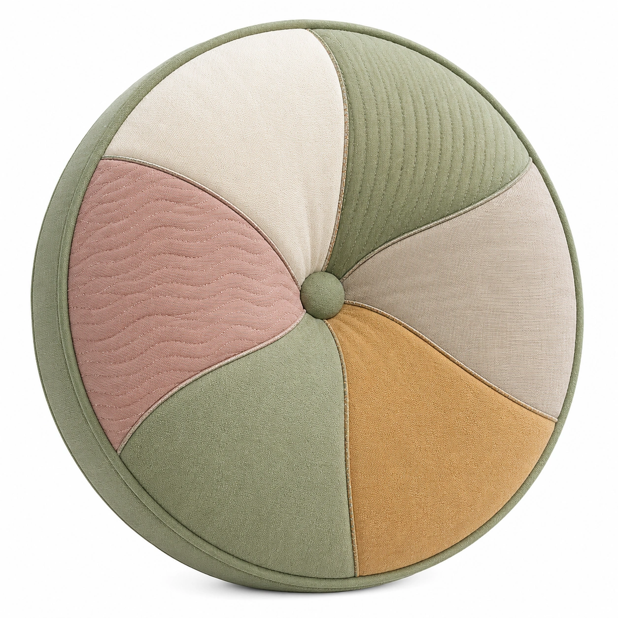 Cojín Redondo Decorativo Multicolor 40 cm Verde/Rosa/Beige/Ocre-COZ YVE LLA