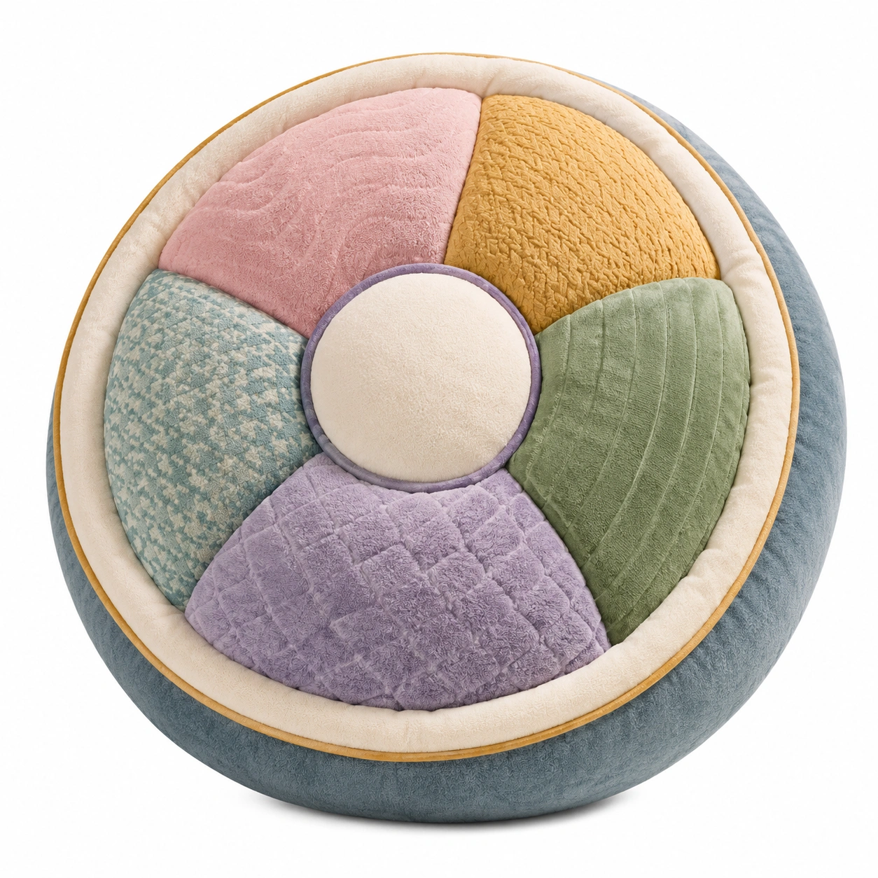 Cojín Decorativo Circular Multicolor con Diseño Seccional-COZ YVE LLA