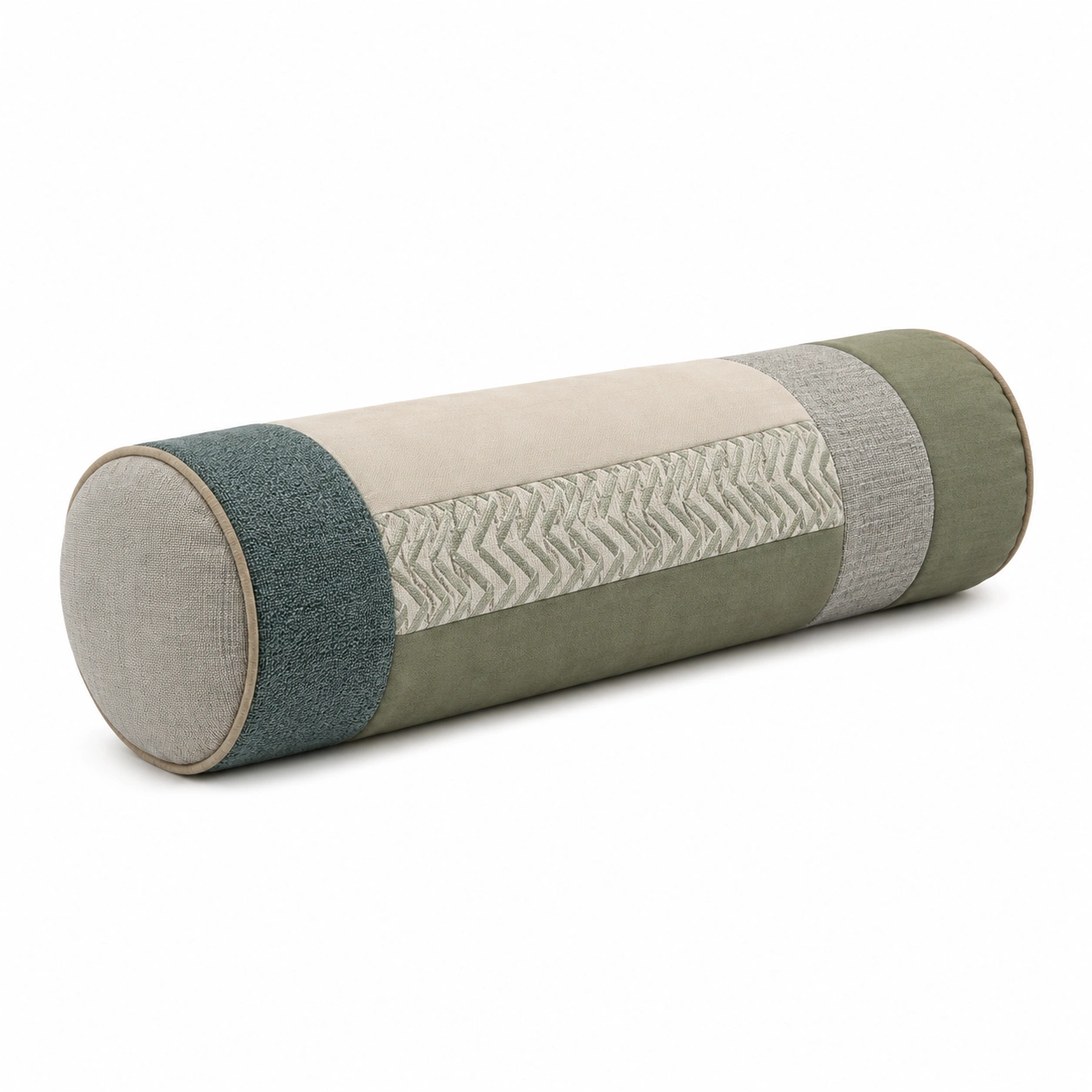 Cojín Cilíndrico Decorativo Verde, Beige y Azul-COZ YVE LLA