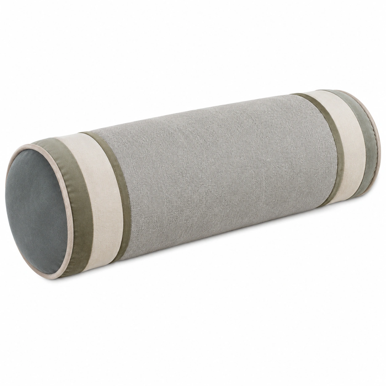 Cojín Cilíndrico Decorativo Gris y Verde 15x50 cm-COZ YVE LLA