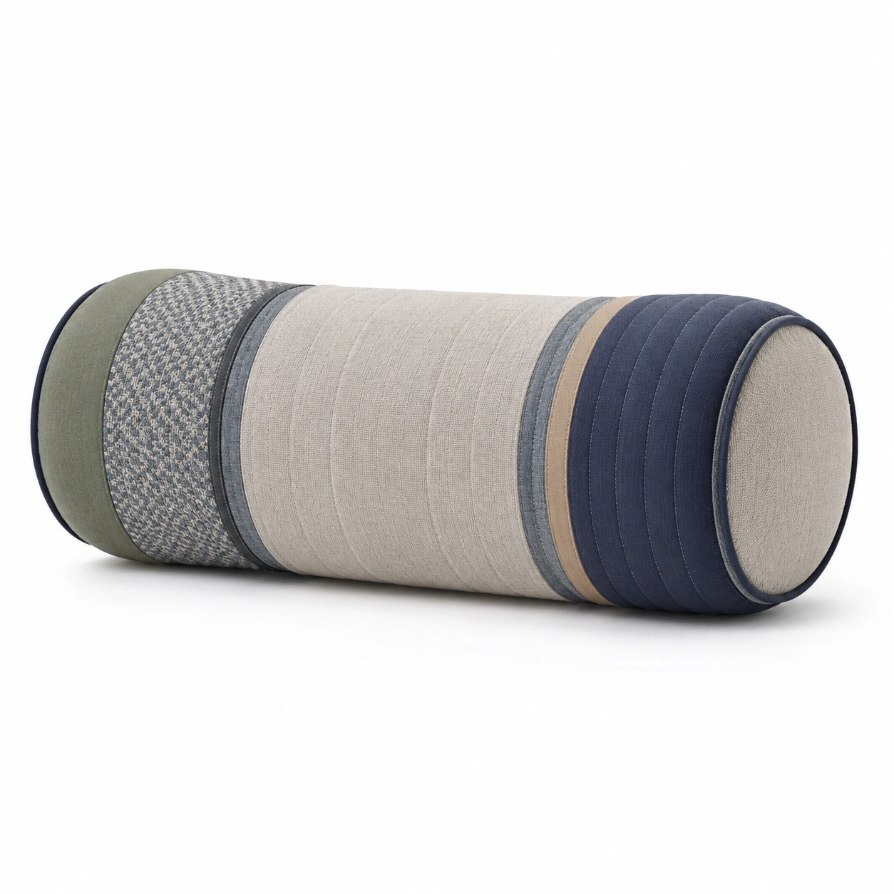 Cojín Cilíndrico Decorativo Verde/Beige/Azul, 20x50cm-COZ YVE LLA