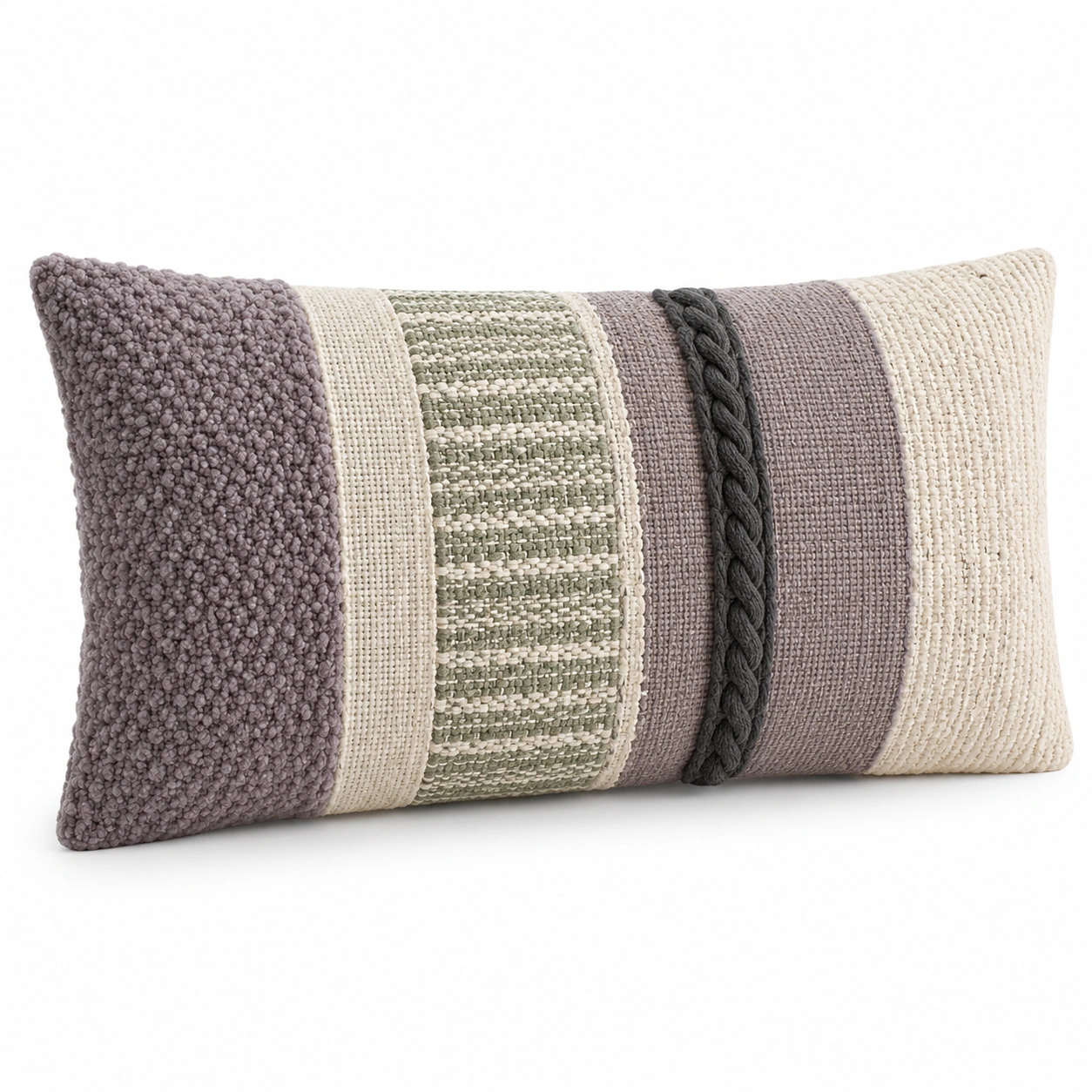 Cojín Decorativo Rectangular Gris Beige Verde 50x30 cm-COZ YVE LLA