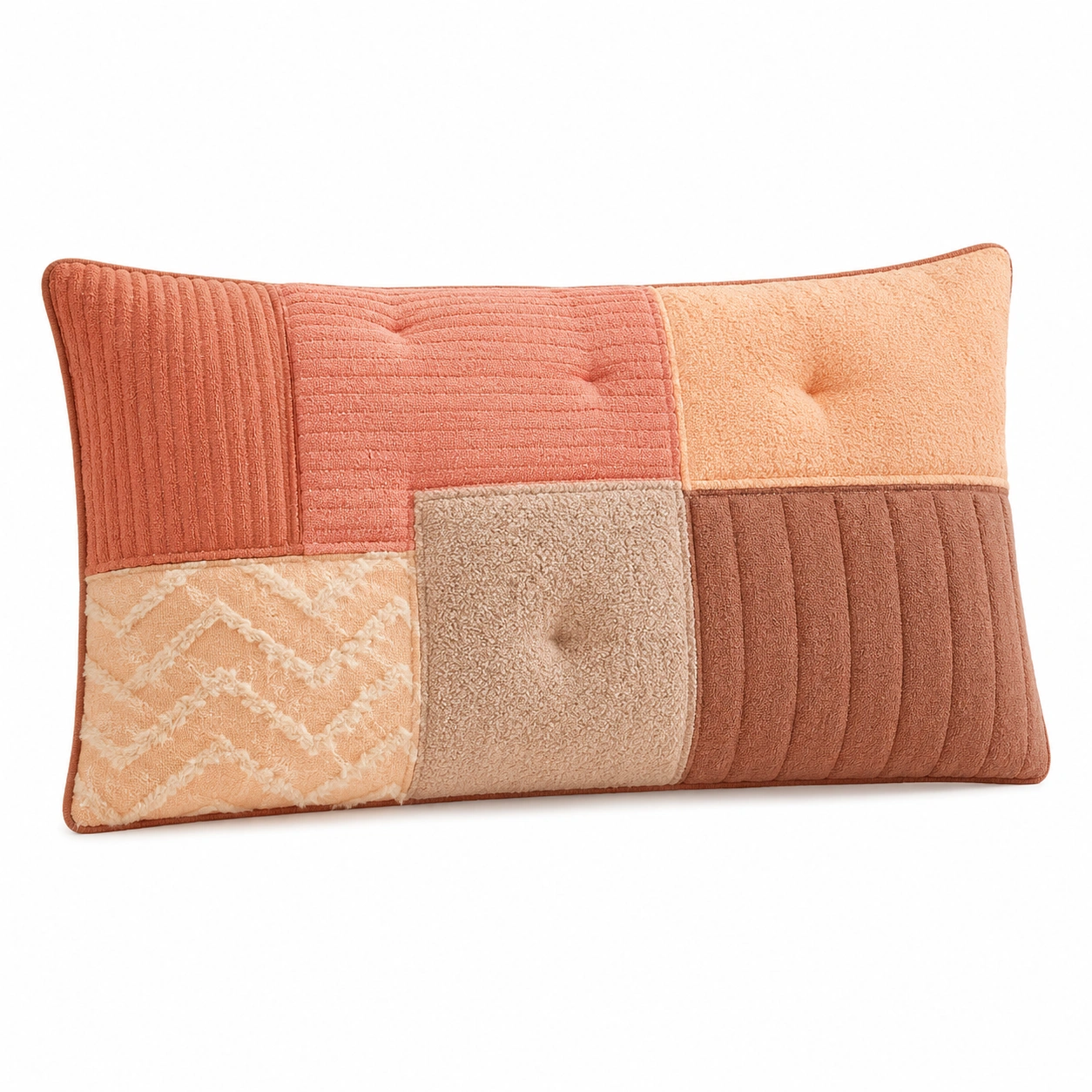 Cojín decorativo de diseño patchwork tonos cálidos 50x30cm-COZ YVE LLA