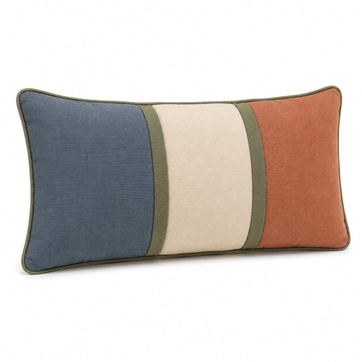 Cojín Decorativo Rectangular Multicolor Azul, Beige y Naranja-COZ YVE LLA