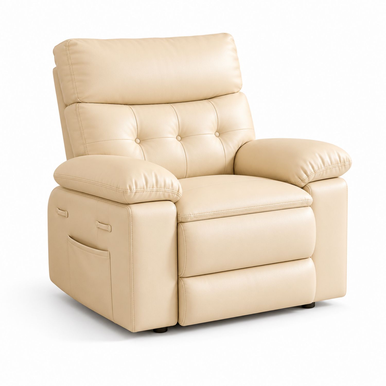 Sillón Reclinable de Cuero Sintético Beige-Zentrivoniel