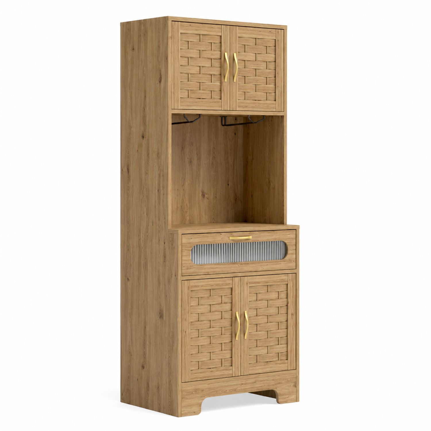 Armario de Madera con Puertas Entrelazadas y Vidrio Acanalado 180x75x40 cm-Zentrivoniel