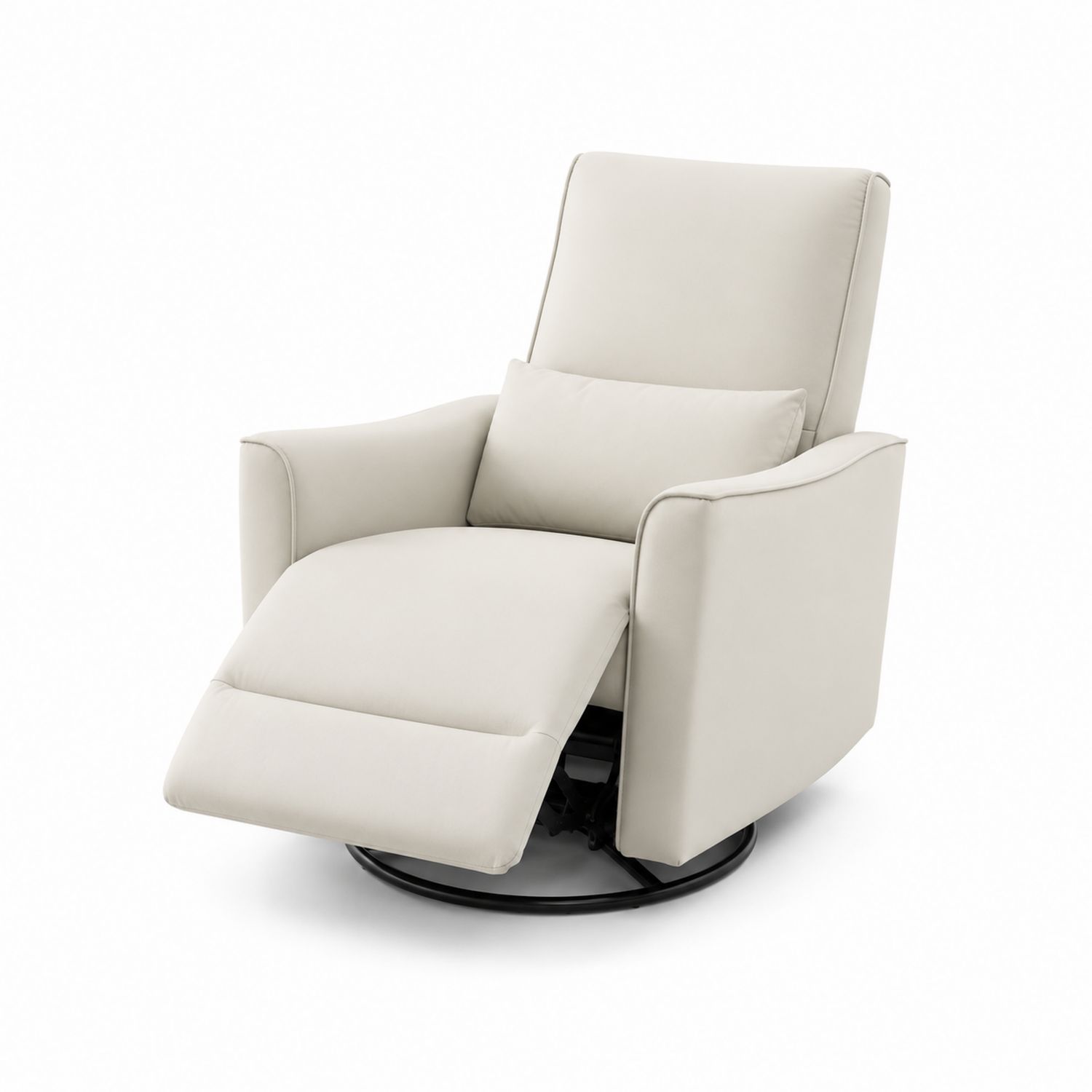 Silla reclinable giratoria de cuero sintético Beige con reposapiés ajustable-Zentrivoniel