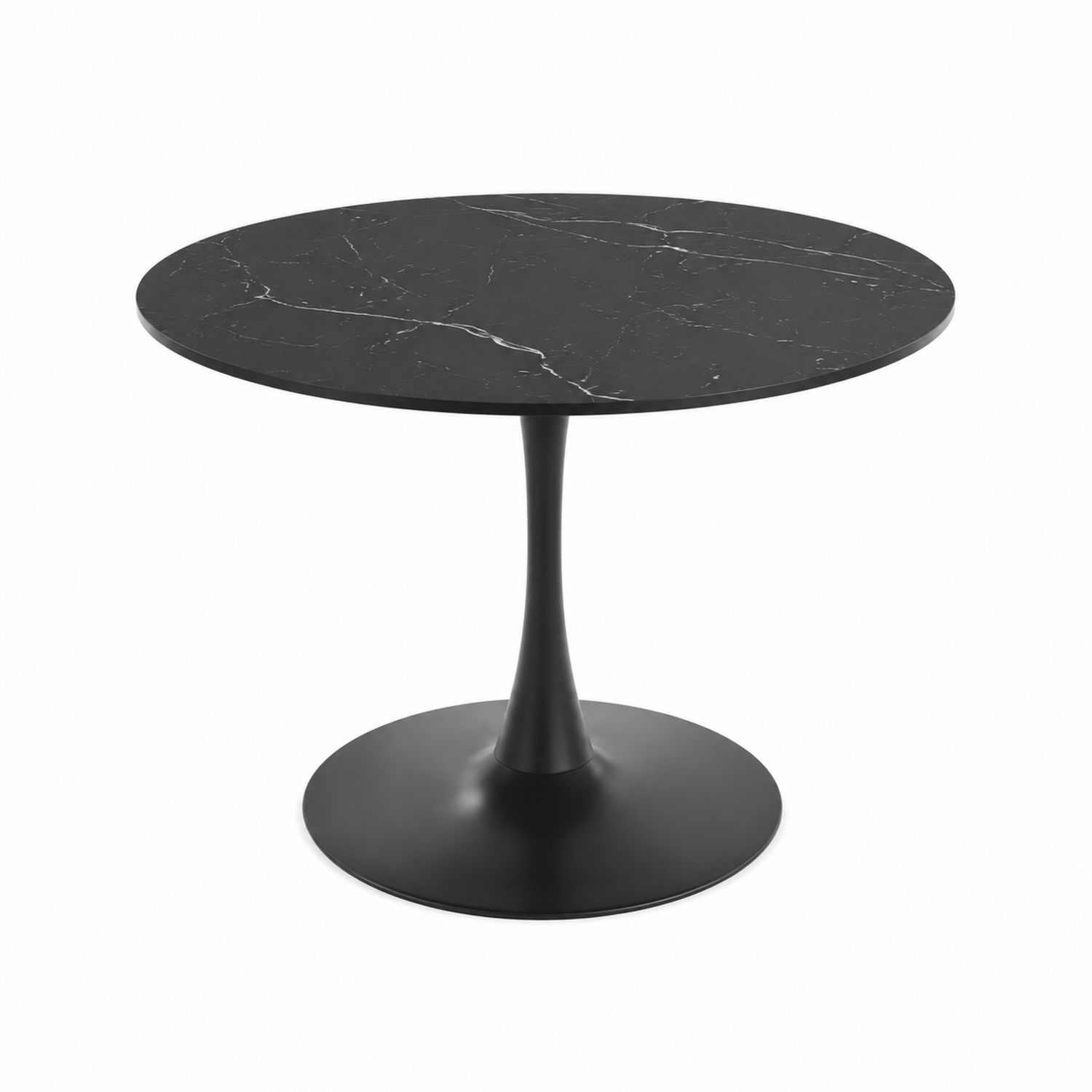Mesa redonda de mármol negro con base metálica-Zentrivoniel