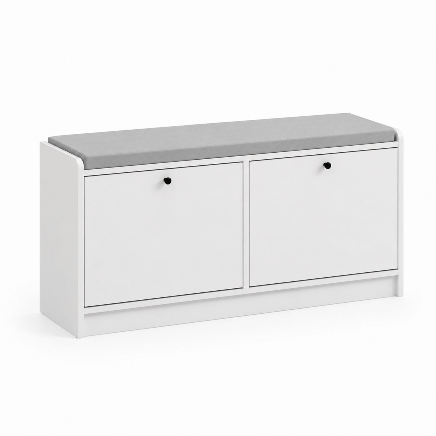 Banco de almacenamiento para zapatos de MDF blanco con cojín gris-Zentrivoniel