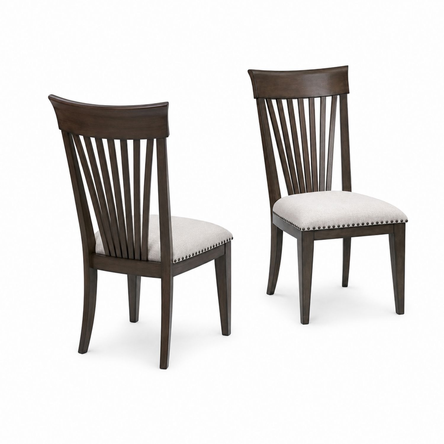 Conjunto de 2 Sillas de Madera de Caucho con Asiento de Lino-Zentrivoniel