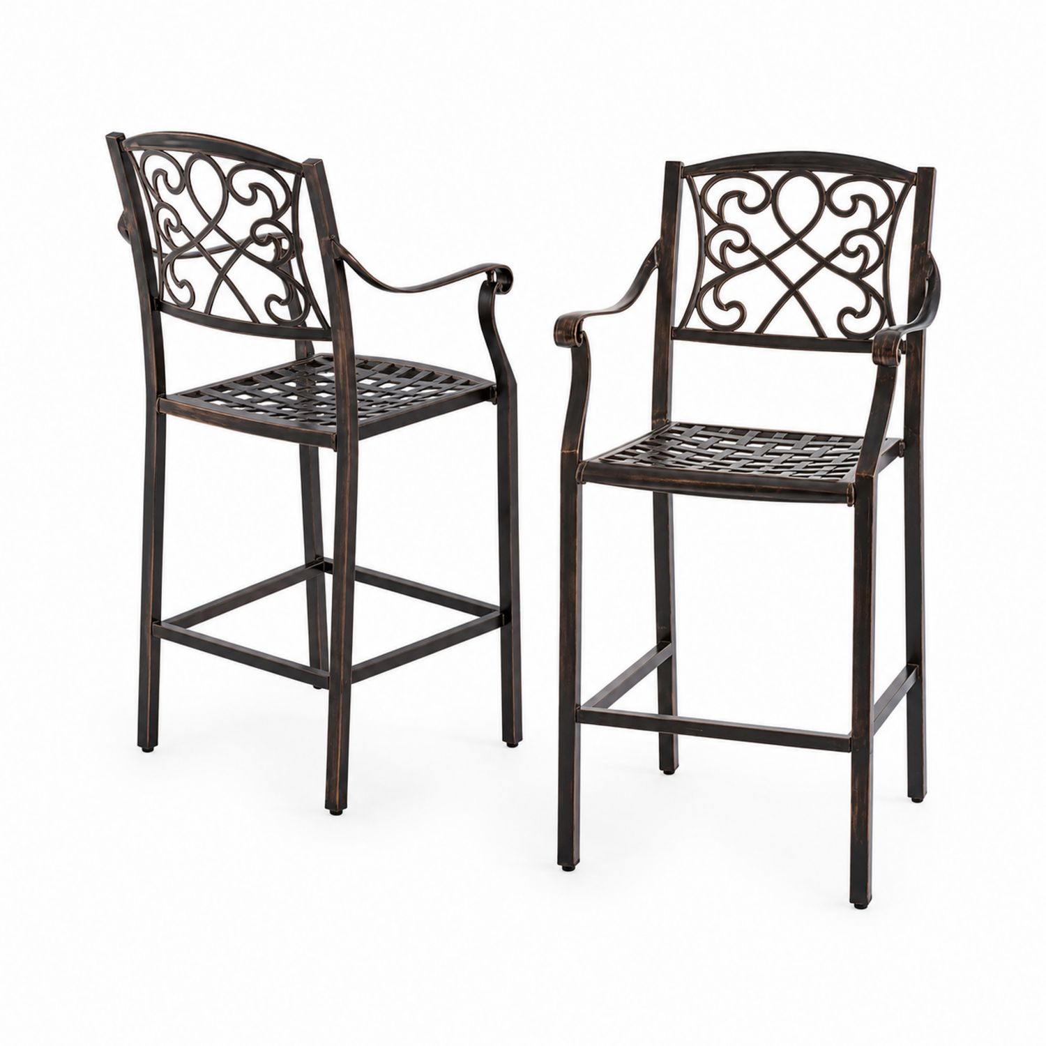 Juego de 2 Sillas de Hierro Forjado con Respaldo Decorativo 115cm-Zentrivoniel