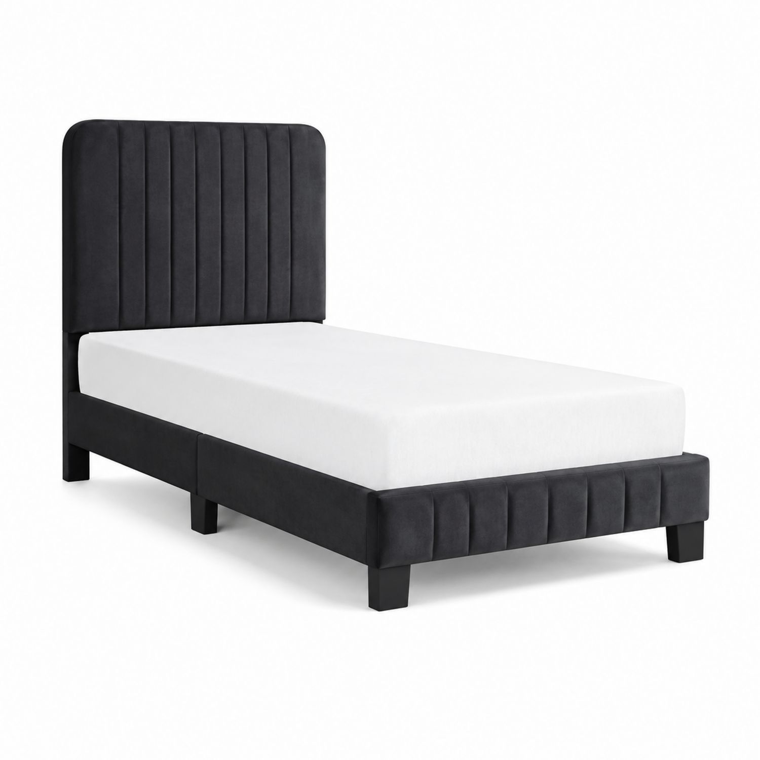 Cama individual de tela negra-Zentrivoniel