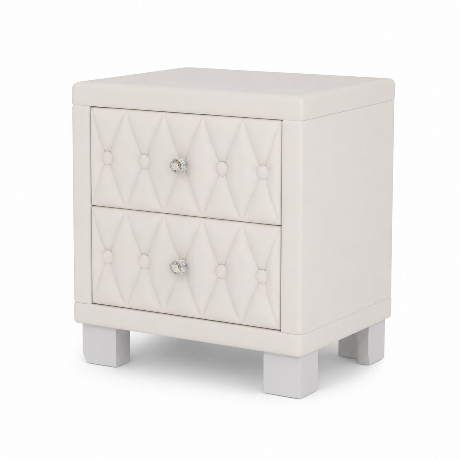 Mesita de noche de PU beige con 2 cajones 45x35x55 cm-Zentrivoniel