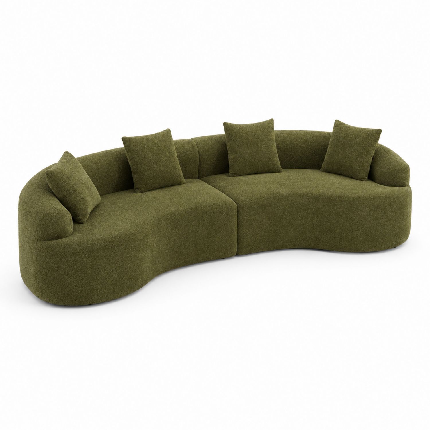 Sofá modular curvo en poliéster verde oliva-Zentrivoniel