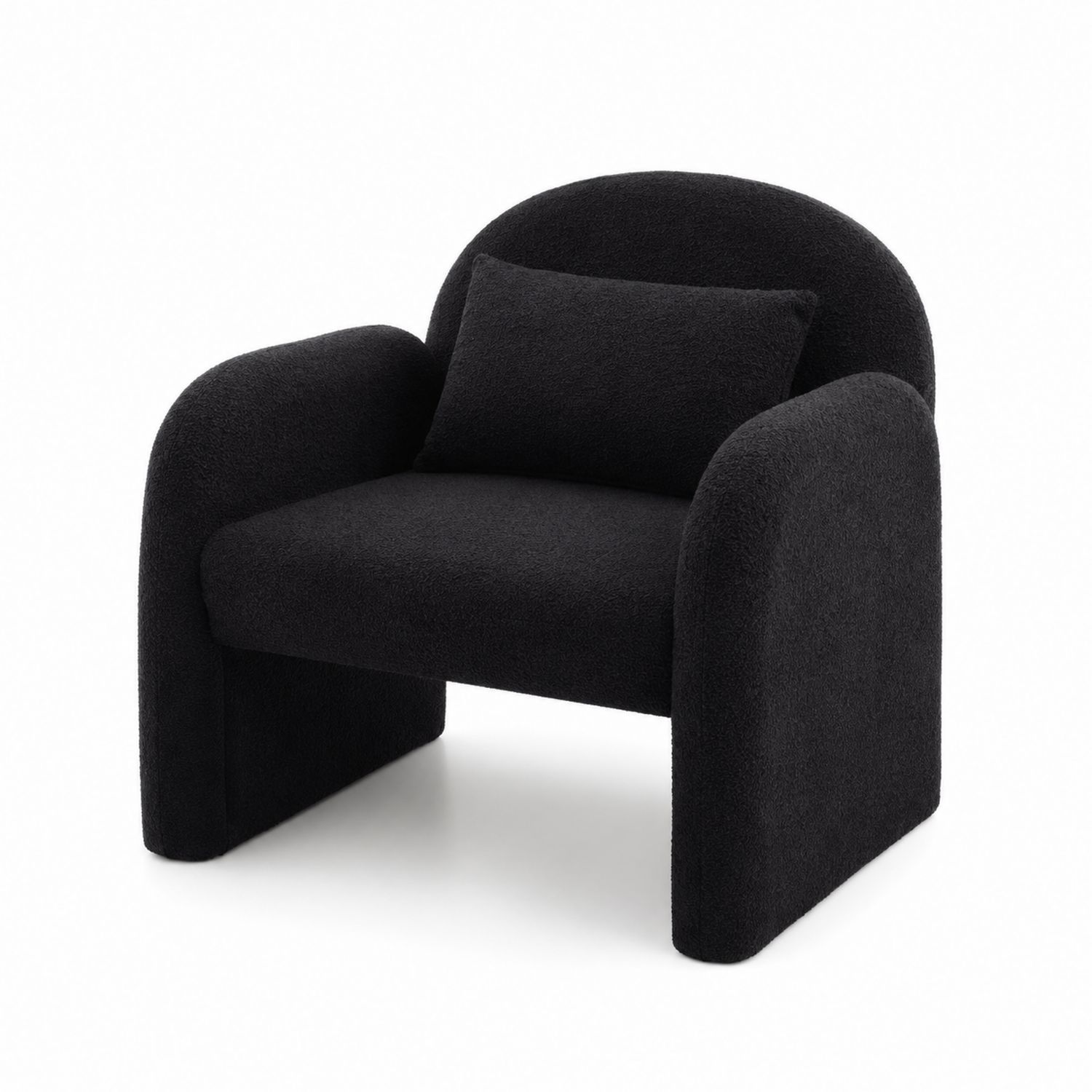 Sillón de tela bouclé negro con cojín de espuma-Zentrivoniel