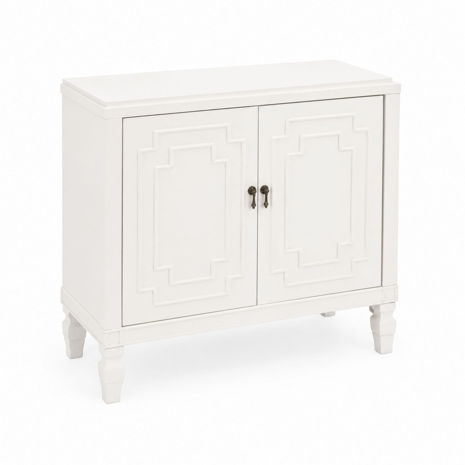 Armario de MDF Blanco con Puertas Grabadas 90x40x75 cm-Zentrivoniel