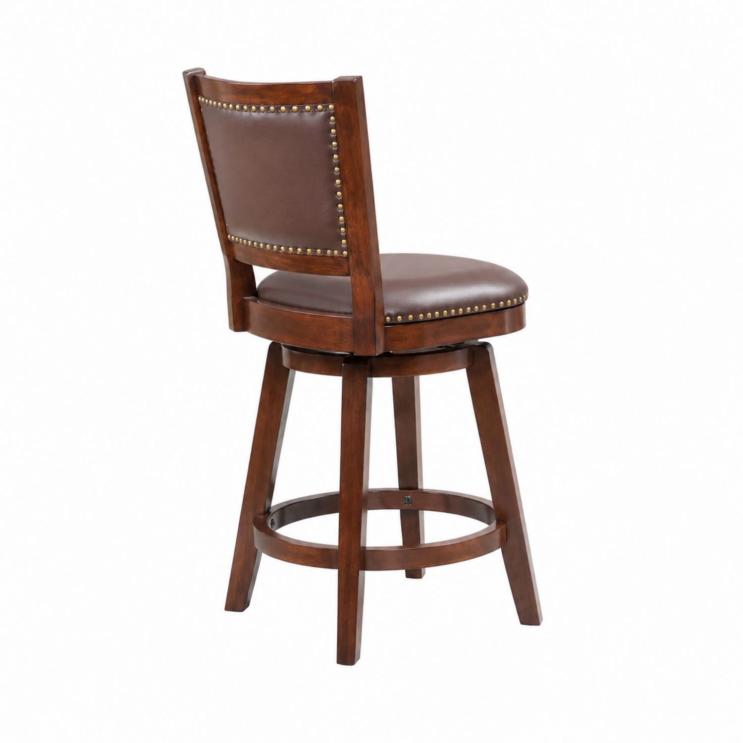 Taburete giratorio de madera con asiento de cuero sintético-Zentrivoniel