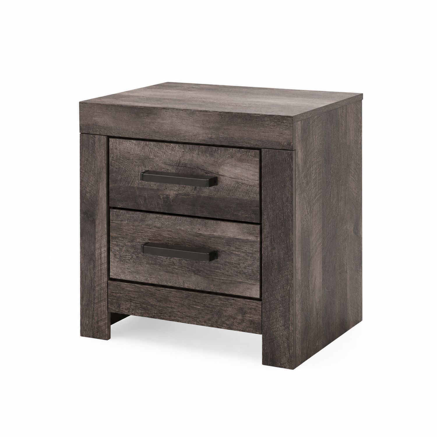 Mesita de noche de madera MDF con dos cajones gris-Zentrivoniel
