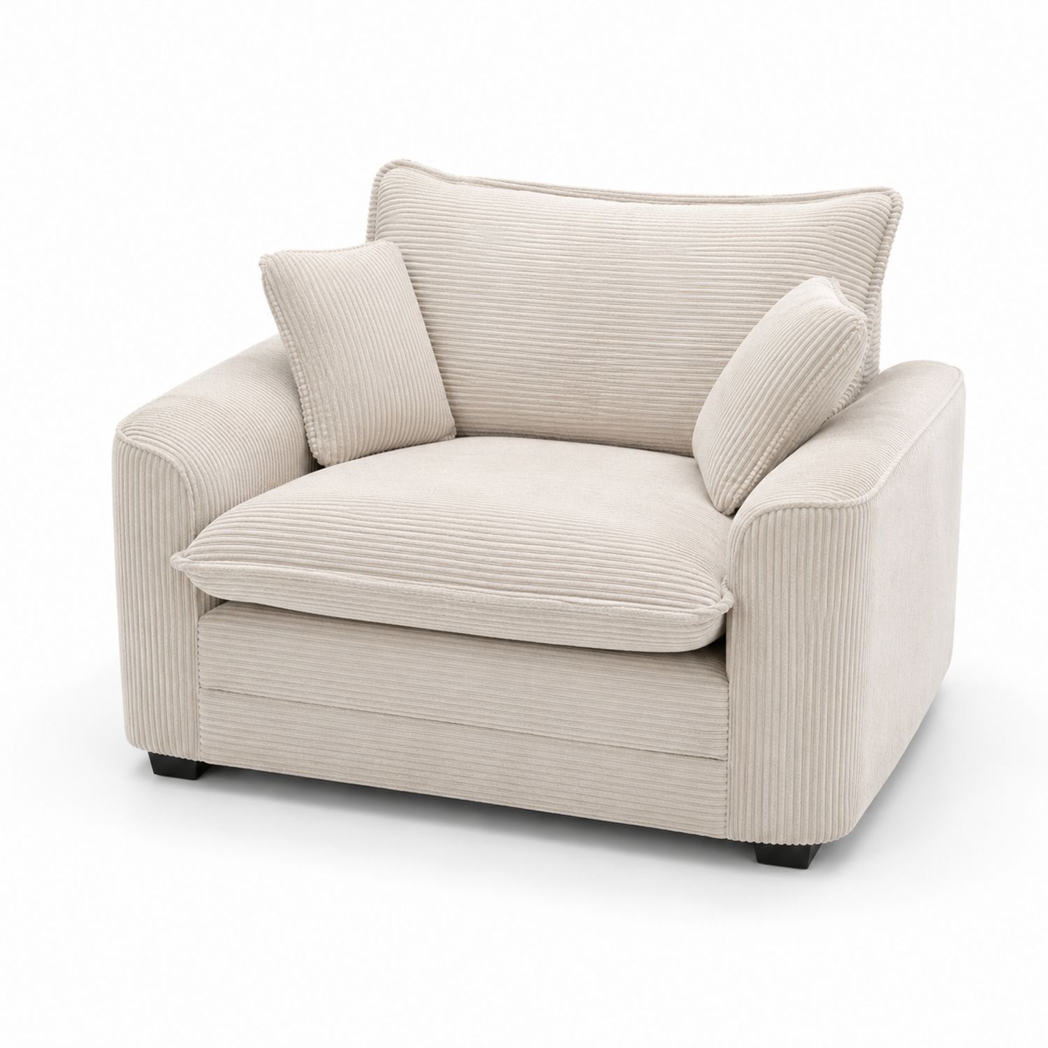 Sofá individual de pana beige con cojines-Zentrivoniel