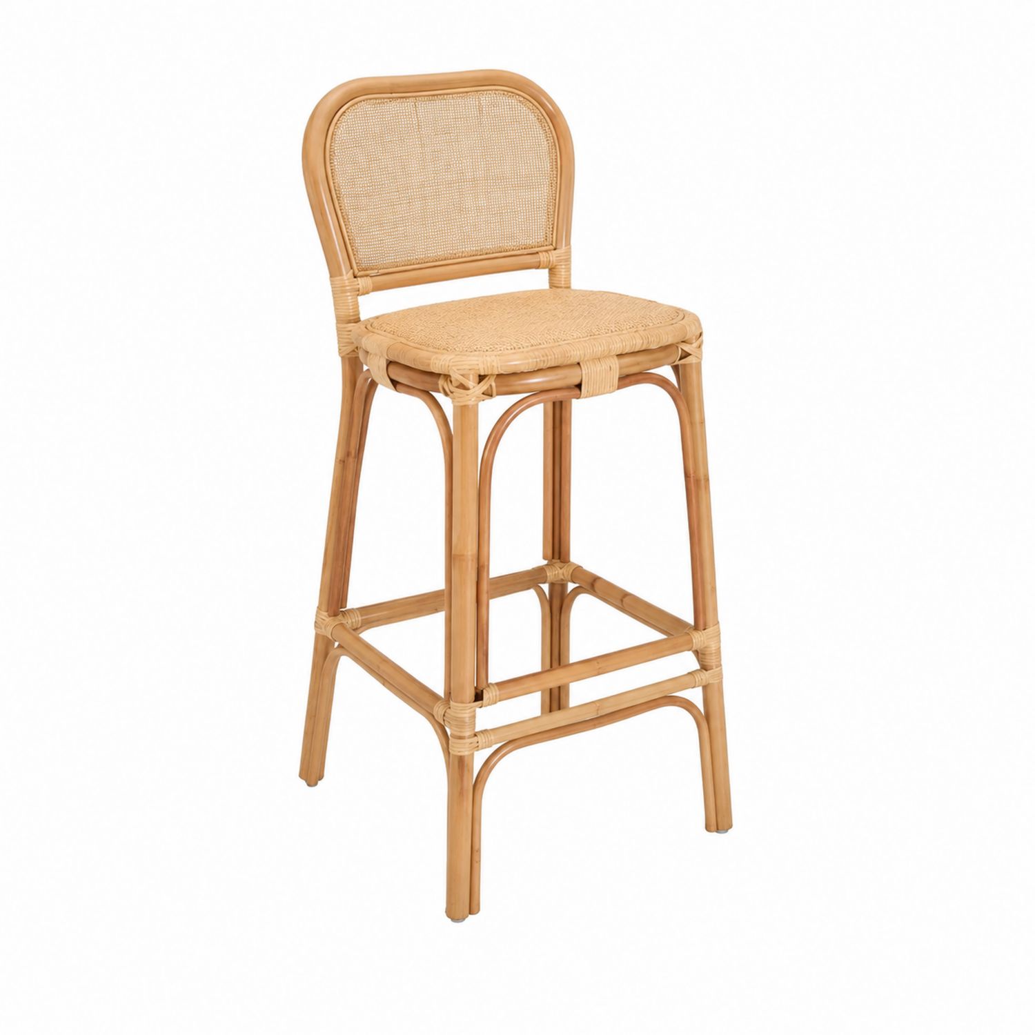 Taburete de ratán con asiento trenzado, altura 75 cm-Zentrivoniel