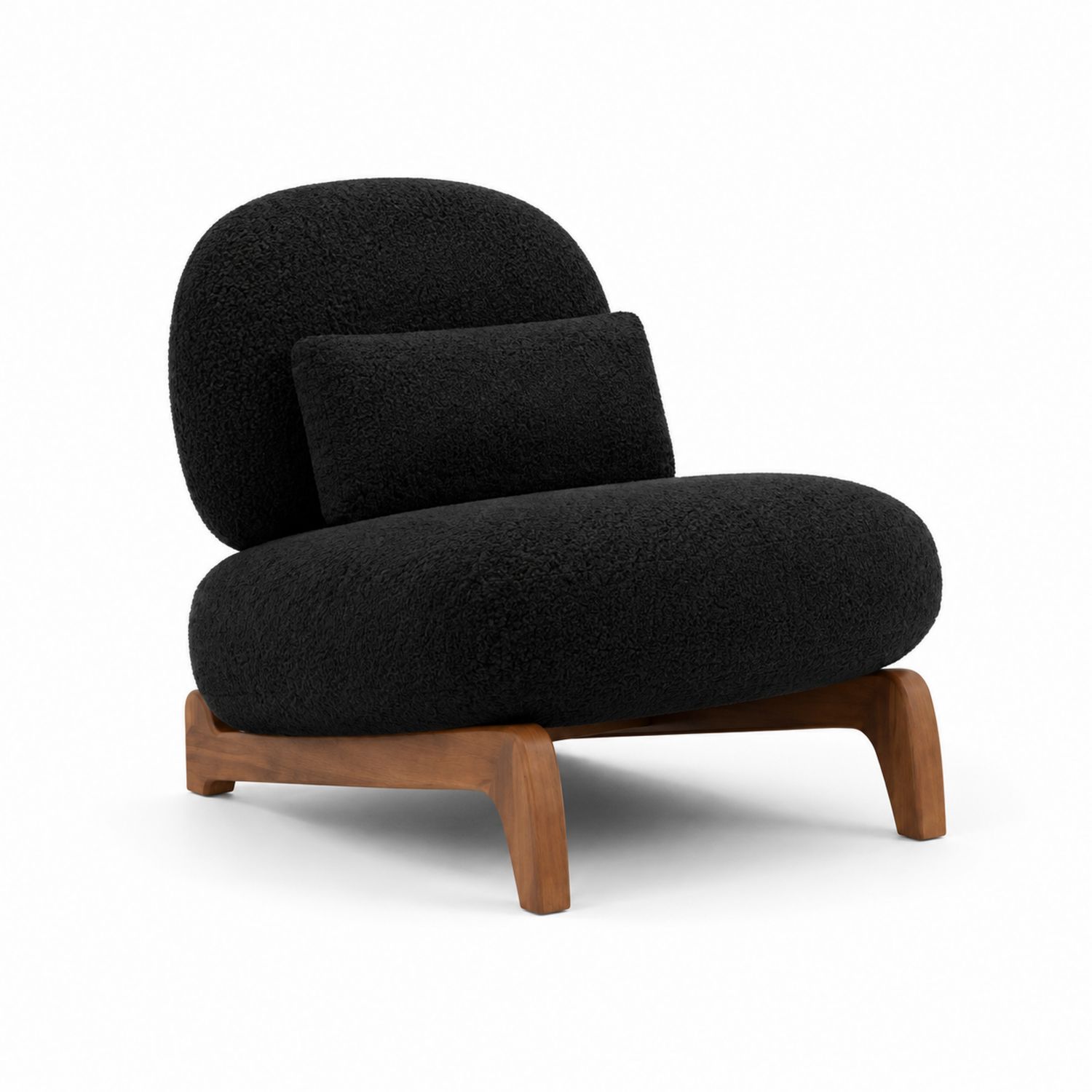 Silla de madera con tapizado de tela negra-Zentrivoniel