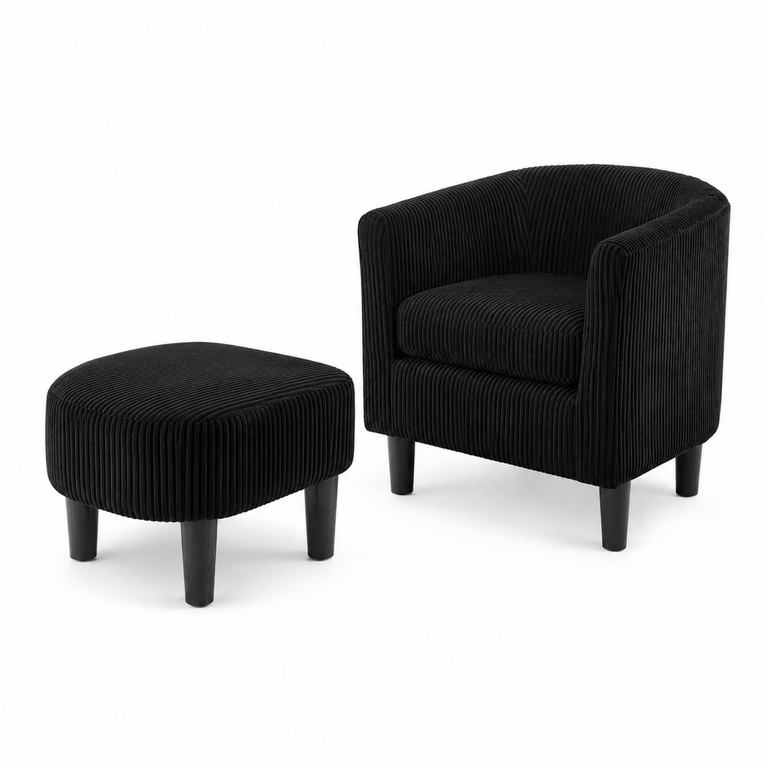 Conjunto de Sillón y Reposapiés de Pana Negro-Zentrivoniel