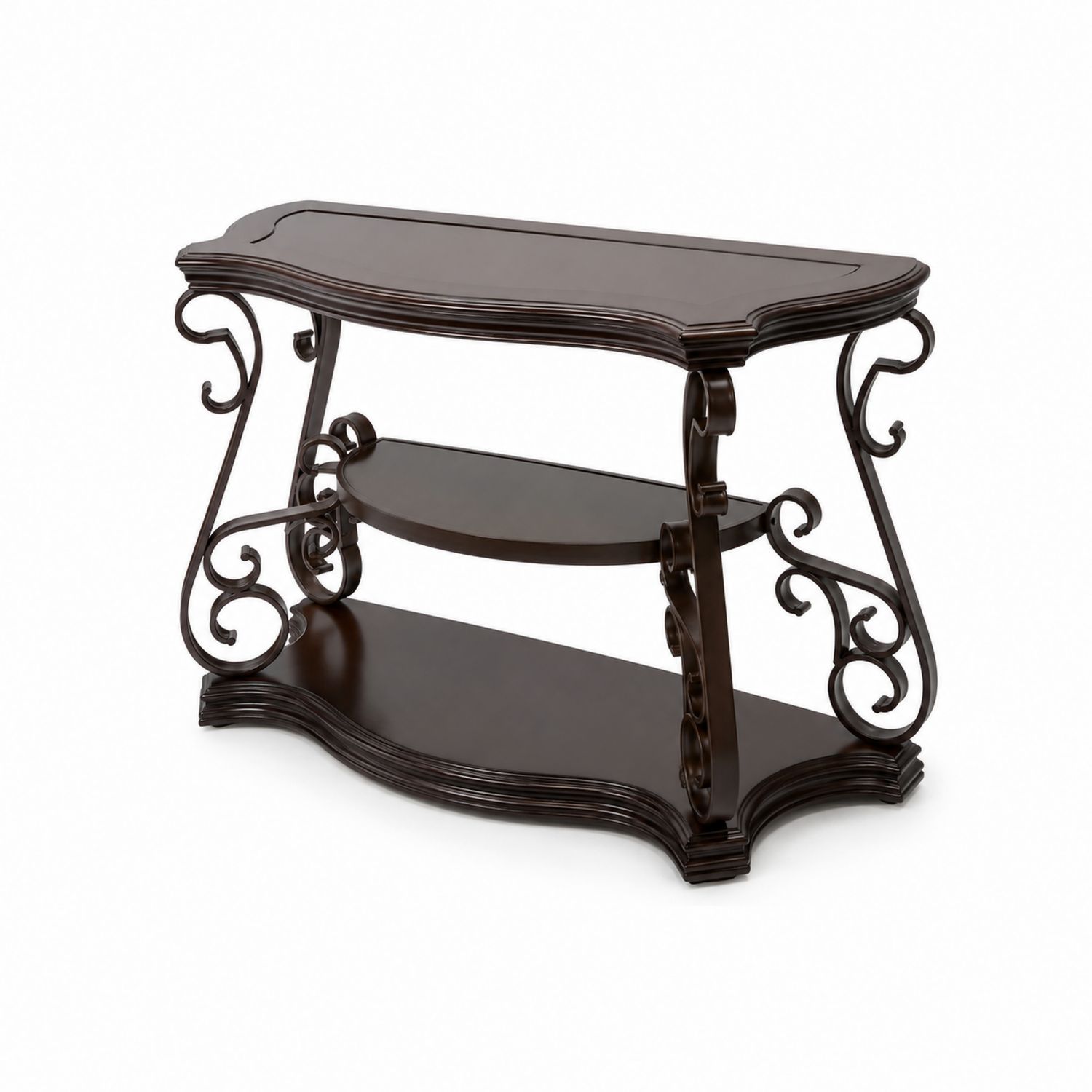 Consola Metálica Marrón con Detalles Decorativos-Zentrivoniel