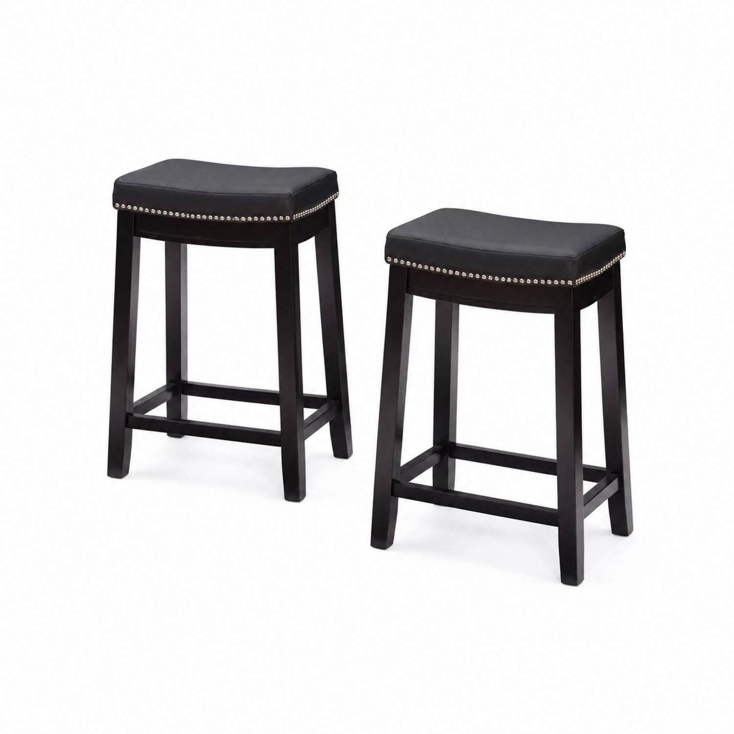 Conjunto de 2 Taburetes de Madera y PU Negro-Zentrivoniel