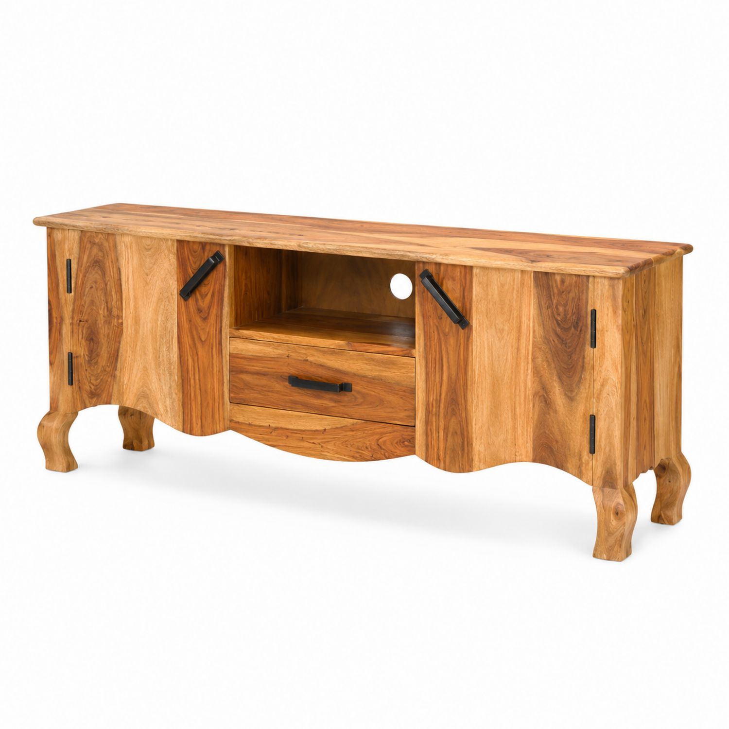 Mueble de TV de madera maciza de acacia 120x30x45 cm-Zentrivoniel
