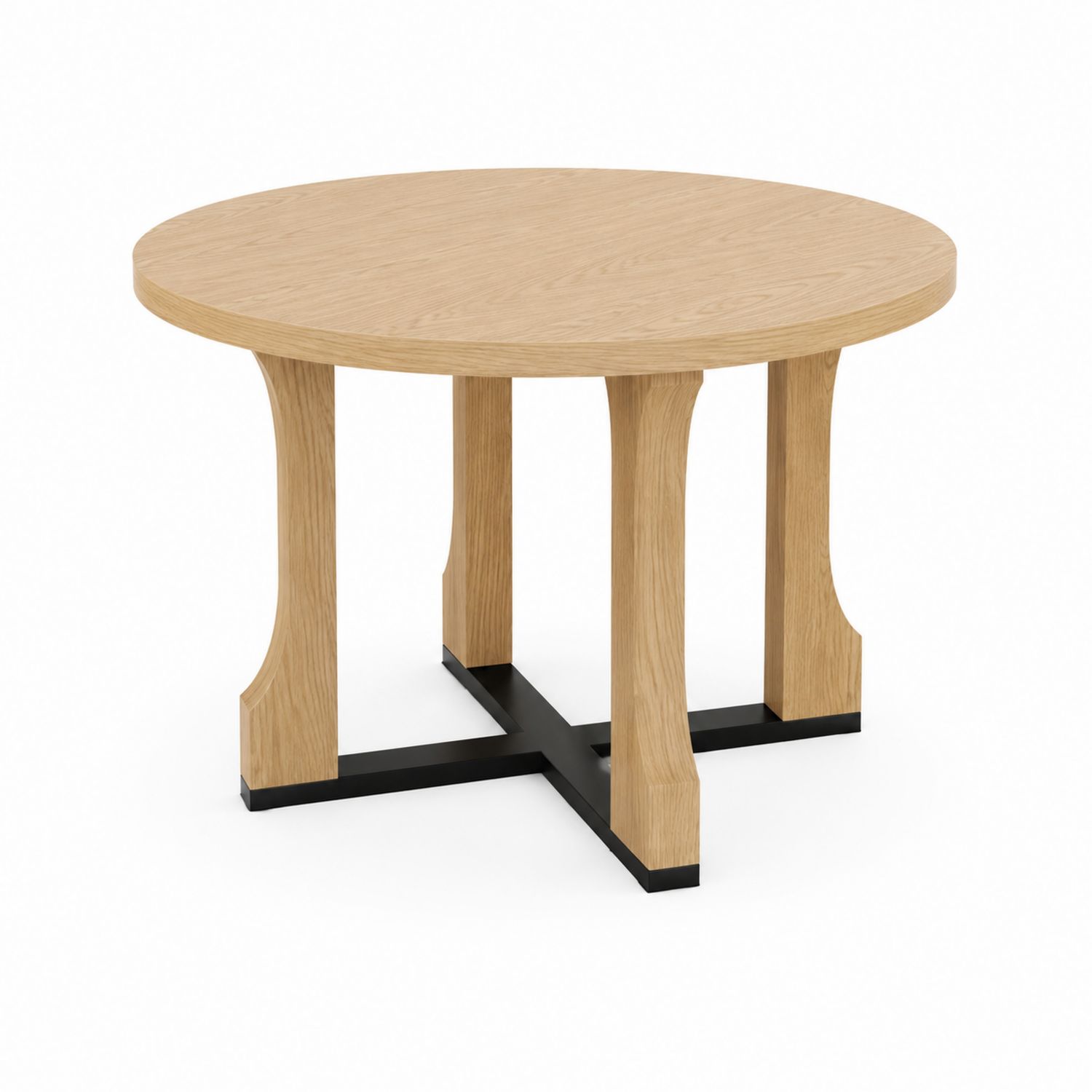 Mesa redonda de madera de roble y base metálica 120 cm-Zentrivoniel