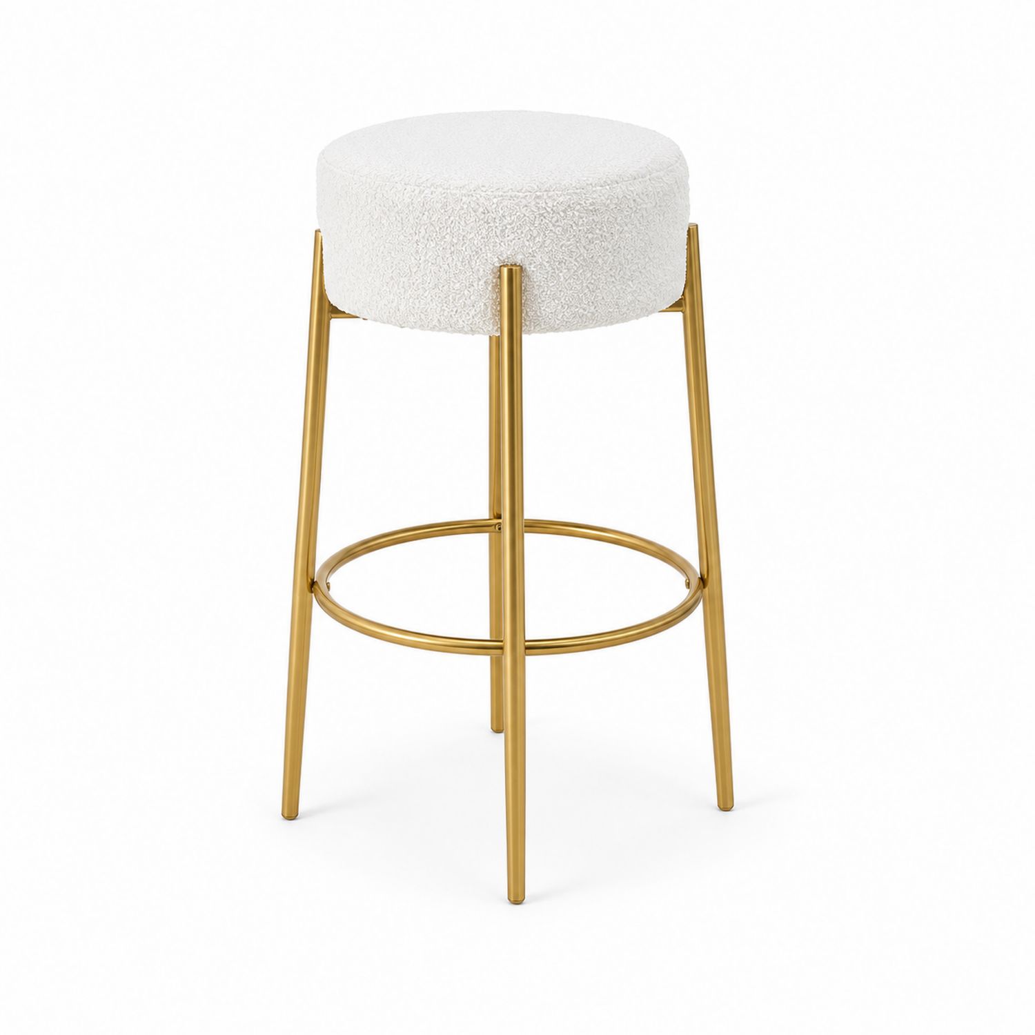 Taburete de Bar de Tela Blanca y Estructura Metálica Dorada 75 cm-Zentrivoniel