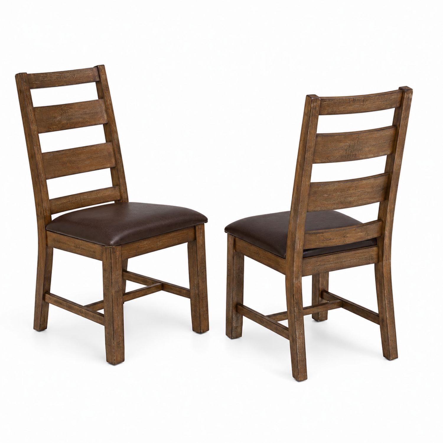 Juego de 2 sillas de comedor de madera y piel sintética marrón oscuro-Zentrivoniel